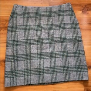 Boden Gray and Green Plaid Pencil Skirt